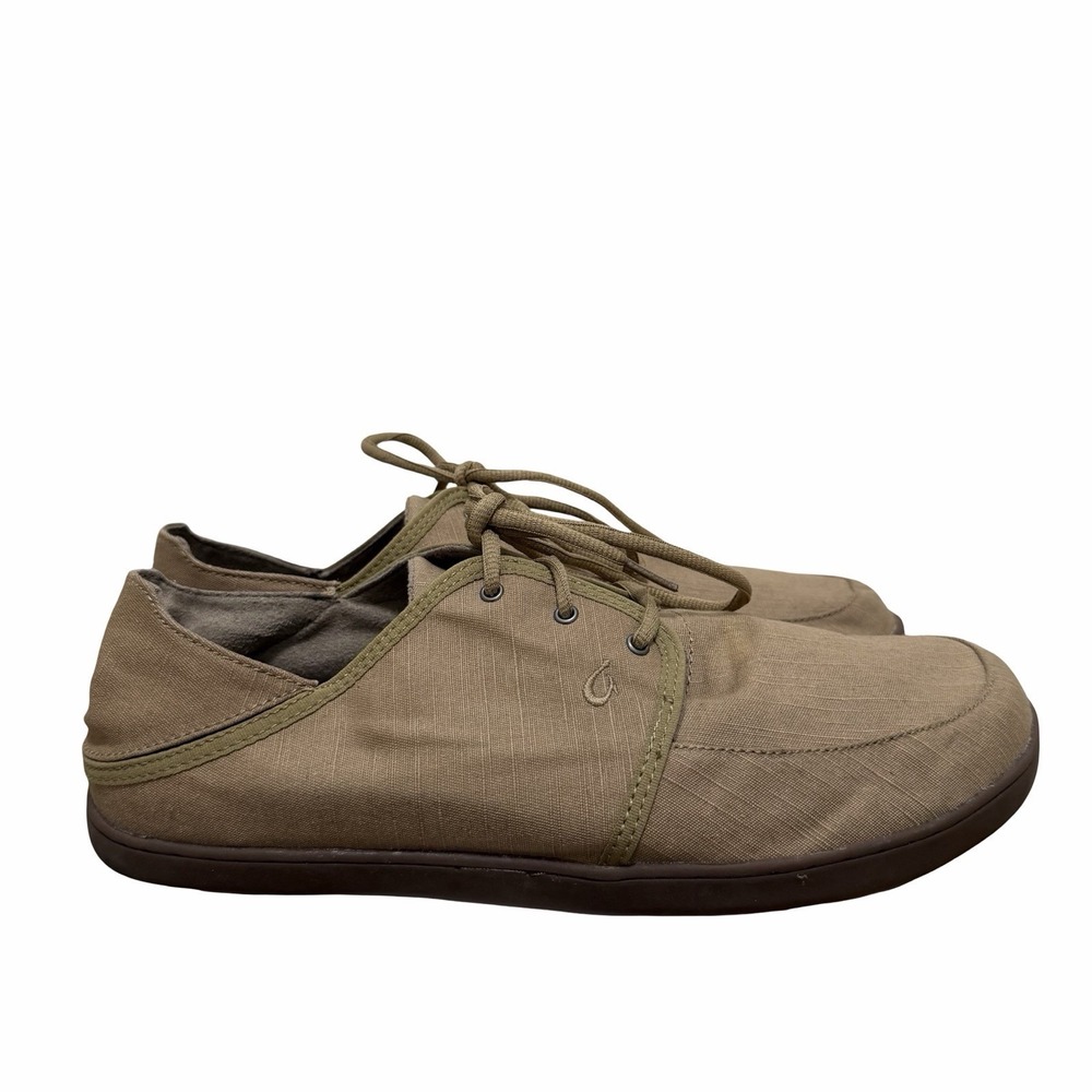OluKai Mens Nohea Lace Twill Lace Up Sneaker US‎ 13 EU 46 Gray Casual Boat Shoes